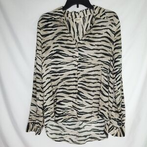 L"AGENCE Holly Tiger Print Long Sleeve Button Down Shirt MEDIUM
